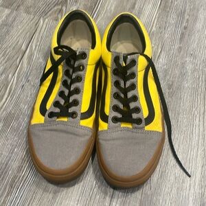 Black, Yellow and Gray Gum Sole Vans